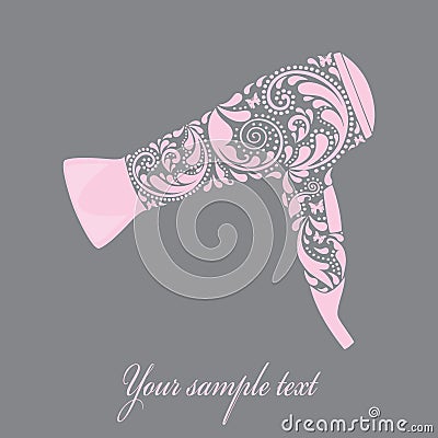 Hairdryer made from leaf pattern. Vector Illustration