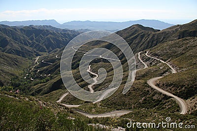 Hairpin bends in the Andes Stock Photo