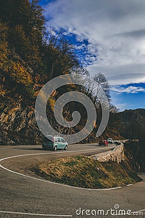 Hairpin bends on a mountain road. Stock Photo