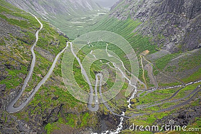 Hairpin bends of Trollstigen in close up Stock Photo