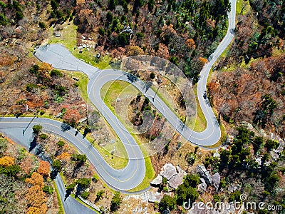 Hairpin Curves on Grandfather Mountain, Banner Elk, NC Stock Photo