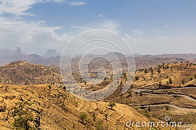 Hairpins on road B30 in Tigray region, Ethiop Stock Photo