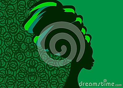 Hairstyle concept with beautiful long hair girl, black women silhouette. Design concept for beauty salons, spa, cosmetics, Vector Illustration