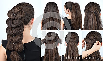 Hairstyle festive braid tutorial Stock Photo