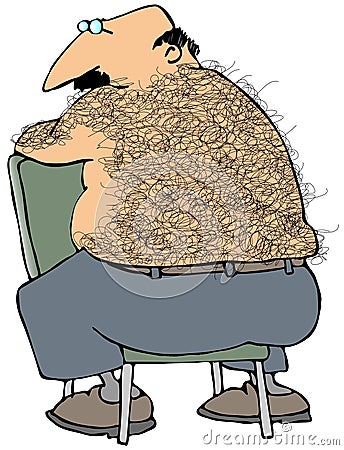 Hairy Back Cartoon Illustration