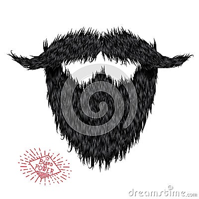 Hairy curly hipster strong beard drawing Vector Illustration