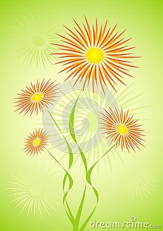 Hairy flowers Vector Illustration