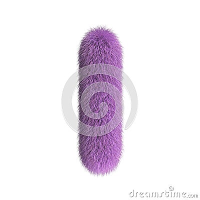 Hairy font, furry alphabet, 3d rendering, letter I Cartoon Illustration