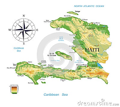 Haiti-highly detailed physical map Vector Illustration