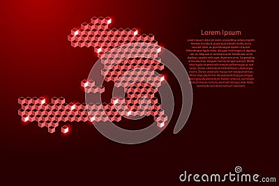 Haiti map from 3D red cubes isometric abstract concept, square pattern, angular geometric shape, for banner, poster. Vector Vector Illustration