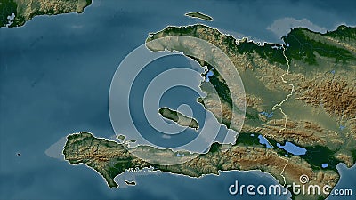 Haiti outlined. Physical Stock Photo