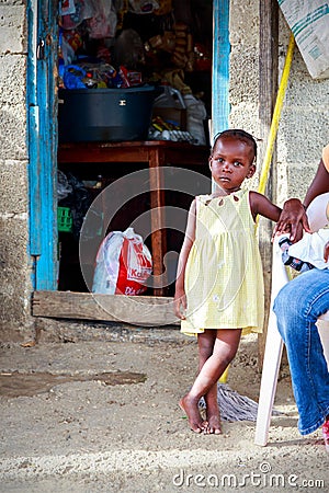 Haitian girl in refugee camp Editorial Stock Photo
