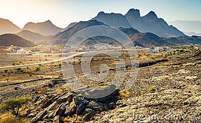 Hajar Mountains in Oman Stock Photo