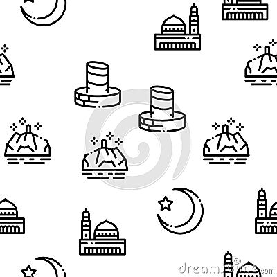 Hajj Islamic Religion Seamless Pattern Vector Vector Illustration