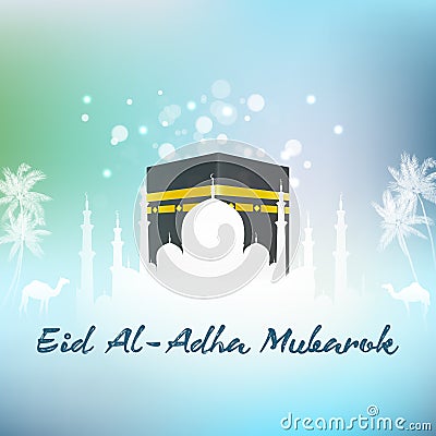 Hajj Kaaba and Mosque Eid adha islamic Vector Illustration