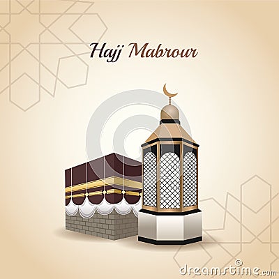 Hajj mabrur celebration with mosque tower Vector Illustration