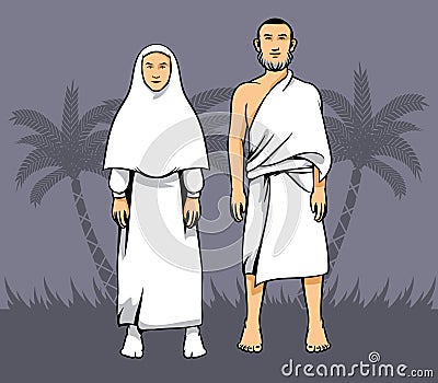 Hajj pilgrim couple Vector Illustration