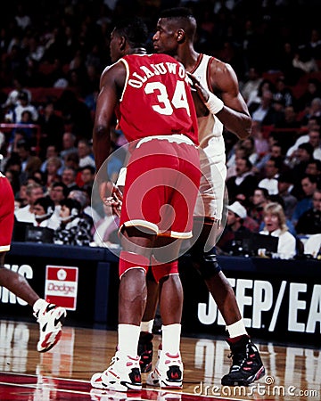 Hakeem Olajuwon and Dikembe Mutumbo Editorial Stock Photo