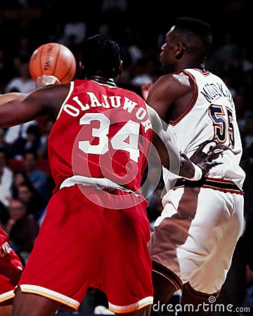 Hakeem Olajuwon and Dikembe Mutumbo. Editorial Stock Photo