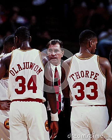 Hakeem Olajuwon, Rudy Tomjanovich and Otis Thorpe, Houston Rockets. Editorial Stock Photo