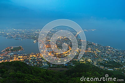 Hakodate City view from Mountain Hakodate in night Hokkaido Stock Photo