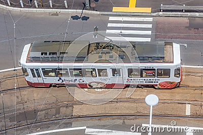 Hakodate, Hokkaido, Japan- June 9, 2016. Top view of Hakodate ci Editorial Stock Photo