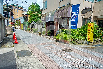 HAKONE, JAPAN - JULY 02, 2017: Japanese style of urban small street in Hakone Editorial Stock Photo