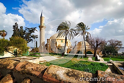 Hala Sultan Tekke mosque in Cyprus Larnaka famous tourism travel muslim landmark Stock Photo