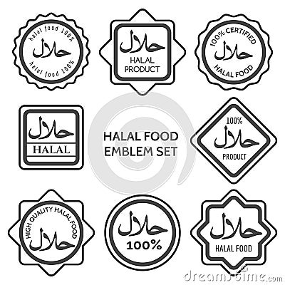 Halal food product labels Vector Illustration