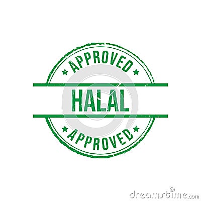 Halal label approved grunge round vintage rubber stamp vector image Vector Illustration