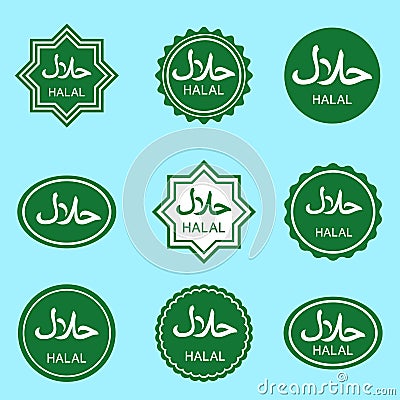 Halal logo set Vector Illustration