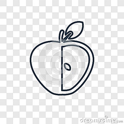 Half Apple concept vector linear icon isolated on transparent ba Vector Illustration