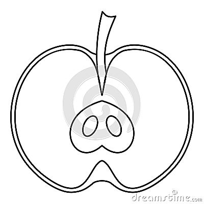 Half apple icon, outline style Vector Illustration