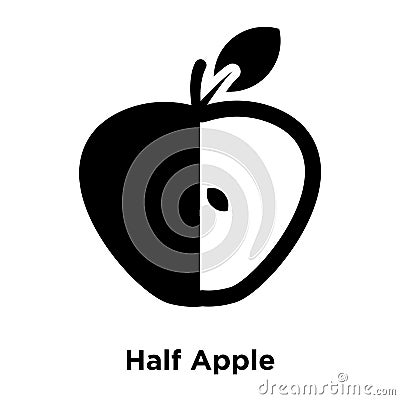 Half Apple icon vector isolated on white background, logo concept of Half Apple sign on transparent background, black filled Vector Illustration