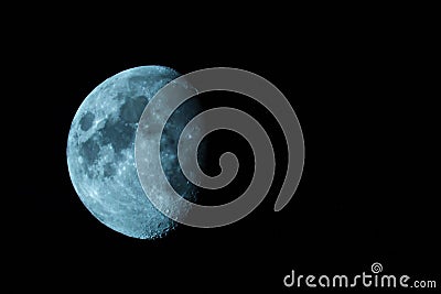 Half blue moon Stock Photo