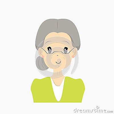 Half Body Grandmother Avatar Vector Vector Illustration