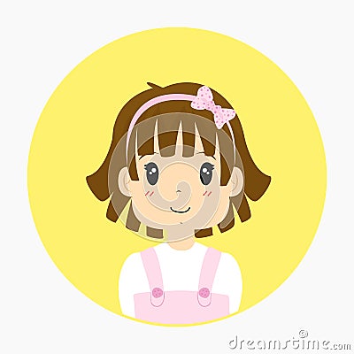 Half Body Little Girl Avatar Vector Vector Illustration