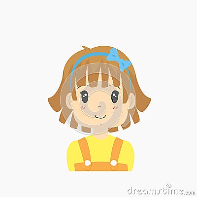 Half Body Little Girl Vector Vector Illustration