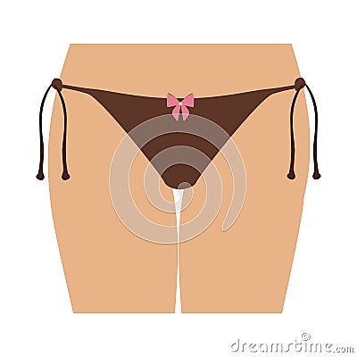 half body women with brown tanga bikini Cartoon Illustration