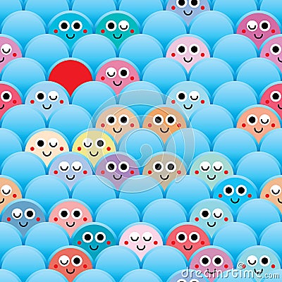 Half circle cartoon cute seamless pattern Vector Illustration