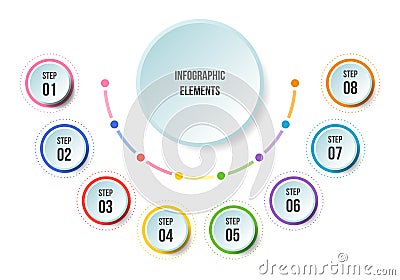 Half Circle chart, Timeline infographic templates Vector Illustration