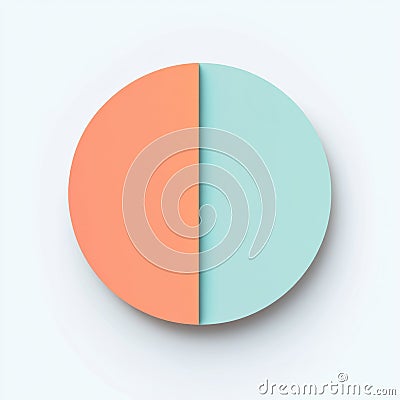 Half circle design in contrasting peach and cyan colors with smooth texture on a minimalistic background. Generative AI Stock Photo