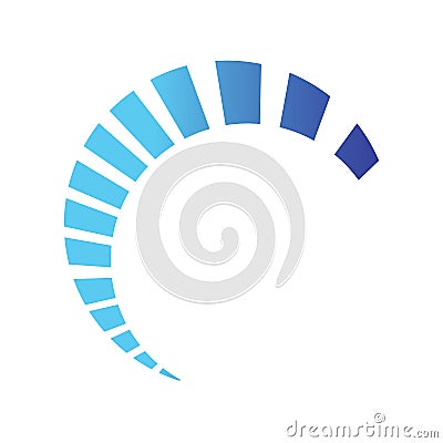 Half circle loading swoosh vector design on blue color shades Vector Illustration
