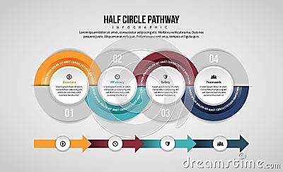 Half Circle Pathway Infographic Vector Illustration