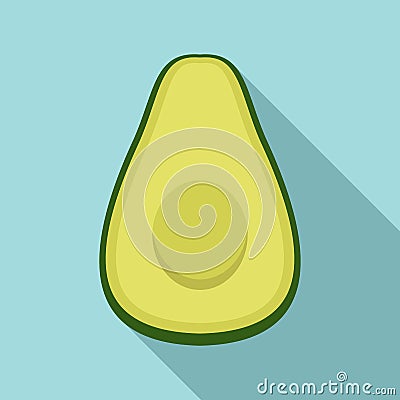 Half clean avocado icon, flat style Vector Illustration