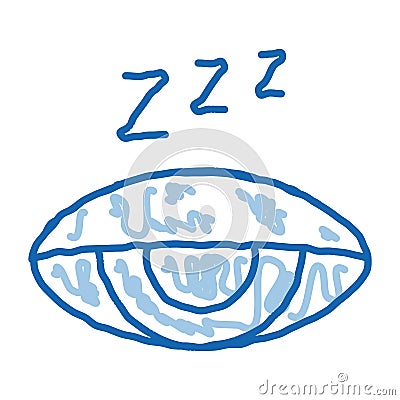Half Closed Asleep Eye doodle icon hand drawn illustration Vector Illustration