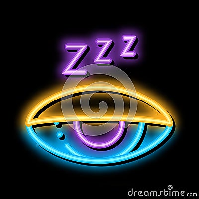 Half Closed Asleep Eye neon glow icon illustration Vector Illustration