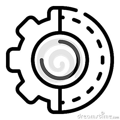 Half closed gear icon, outline style Vector Illustration