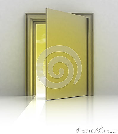 Half closed golden door frame Cartoon Illustration