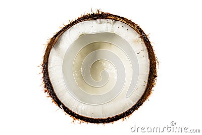 Half coconut top view isolated on white Stock Photo